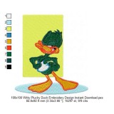 100x100 Witty Plucky Duck Embroidery Design Instant Download